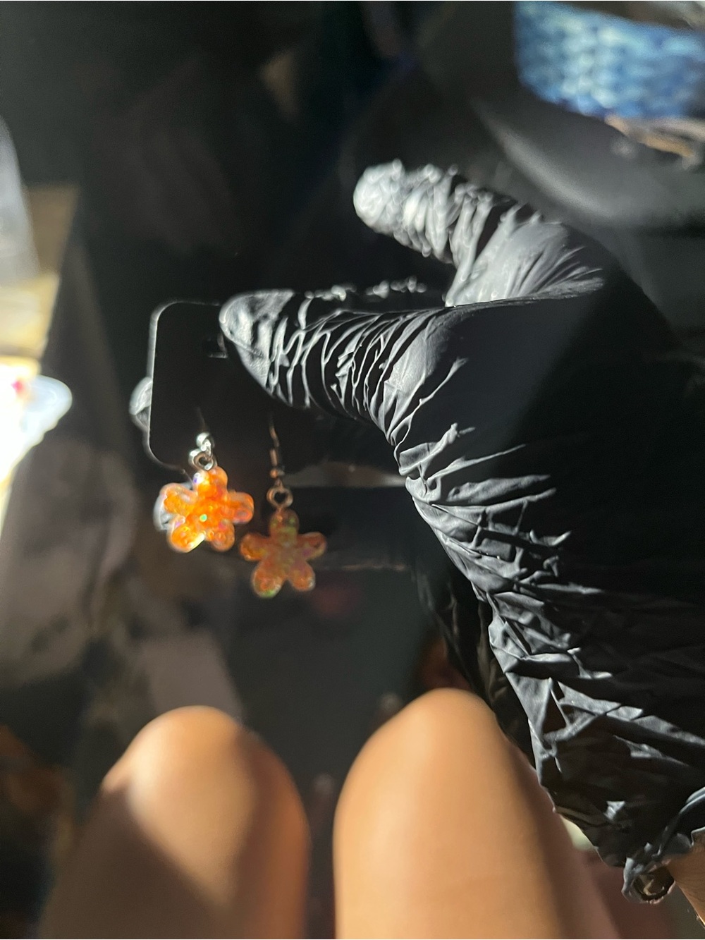Orange Flower Dangle Earrings - Women's Jewelry